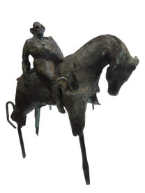 6500 �  - Paard met ruiter - brons / hg 58 - br 60 cm